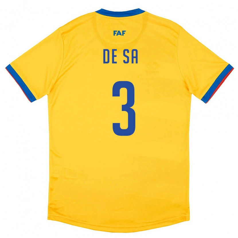 Danxen Niño Camiseta Andorra Dani De Sa #3 Amarillo Azul Rojo 2ª Equipación 26-28 La Camisa México