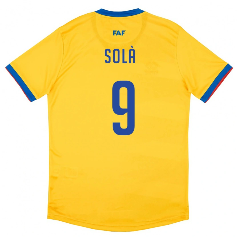 Danxen Niño Camiseta Andorra Gerard Solà #9 Amarillo Azul Rojo 2ª Equipación 26-28 La Camisa México