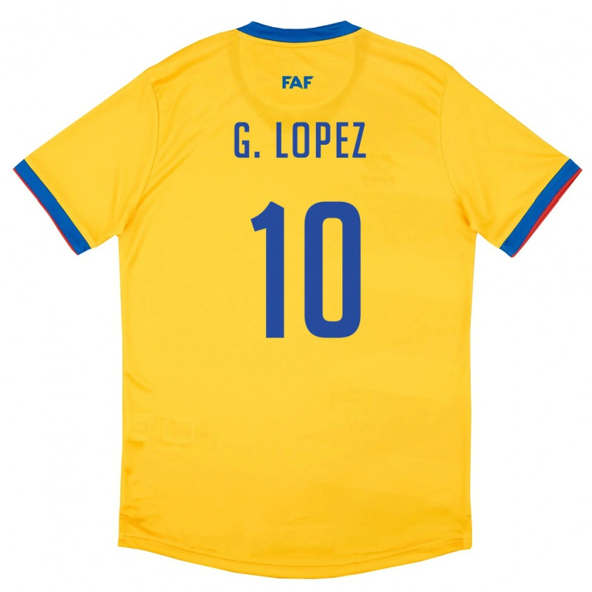 Danxen Niño Camiseta Andorra Guillaume Lopez #10 Amarillo Azul Rojo 2ª Equipación 26-28 La Camisa México