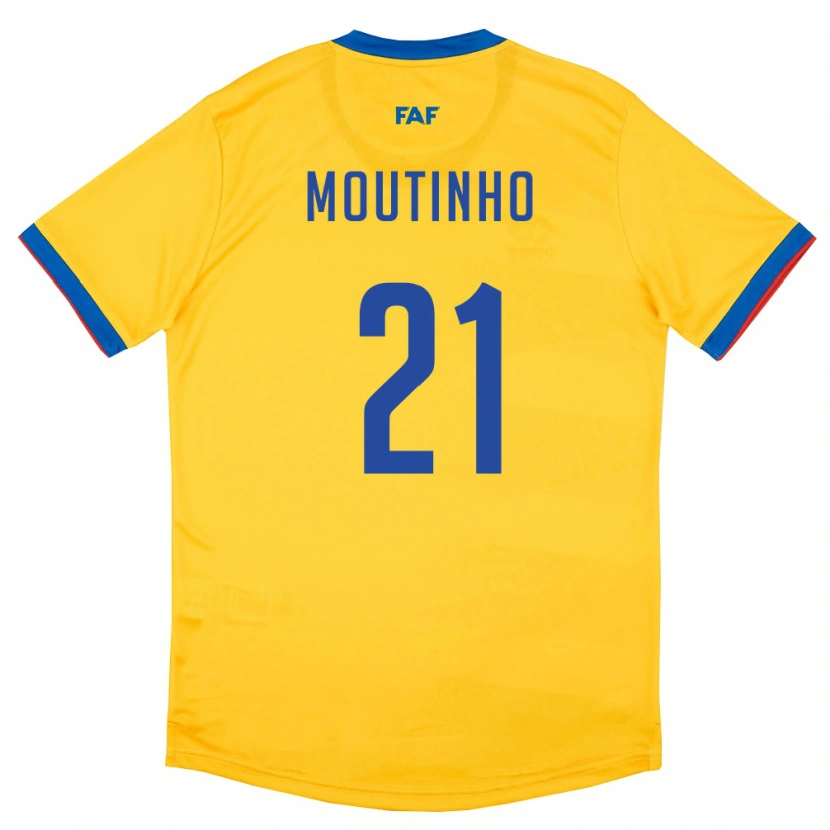 Danxen Niño Camiseta Andorra Joel Moutinho #21 Amarillo Azul Rojo 2ª Equipación 26-28 La Camisa México