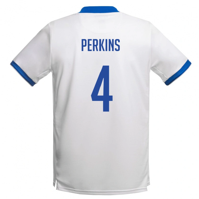 Danxen Niño Camiseta Chipre Antonio Perkins #4 Blanco Azul Real 2ª Equipación 26-28 La Camisa México