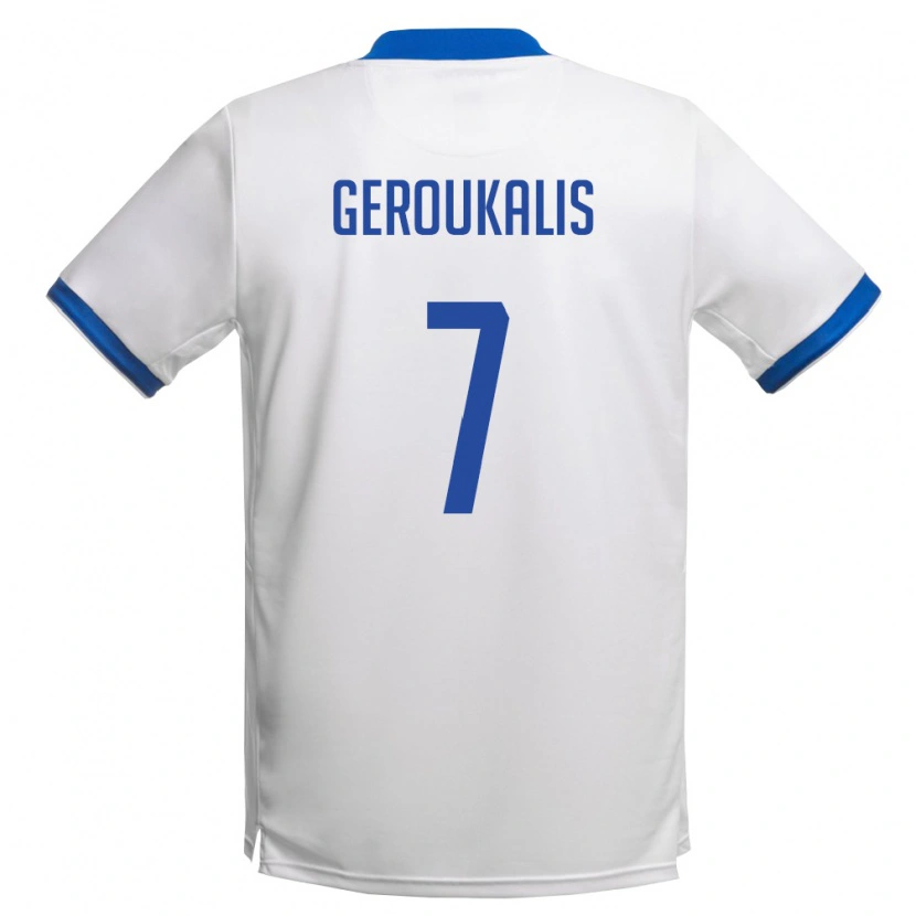Danxen Niño Camiseta Chipre Alexandros Geroukalis #7 Blanco Azul Real 2ª Equipación 26-28 La Camisa México