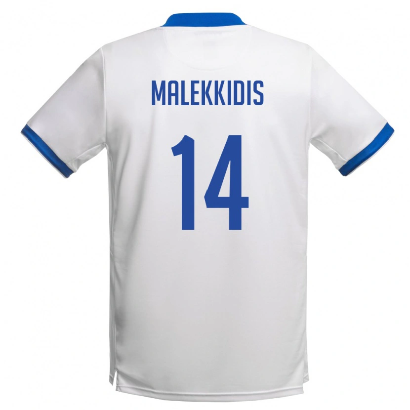 Danxen Niño Camiseta Chipre Giorgos Malekkidis #14 Blanco Azul Real 2ª Equipación 26-28 La Camisa México