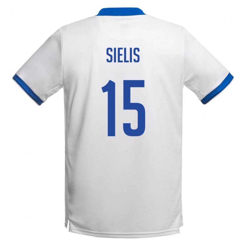Danxen Niño Camiseta Chipre Christos Sielis #15 Blanco Azul Real 2ª Equipación 26-28 La Camisa México