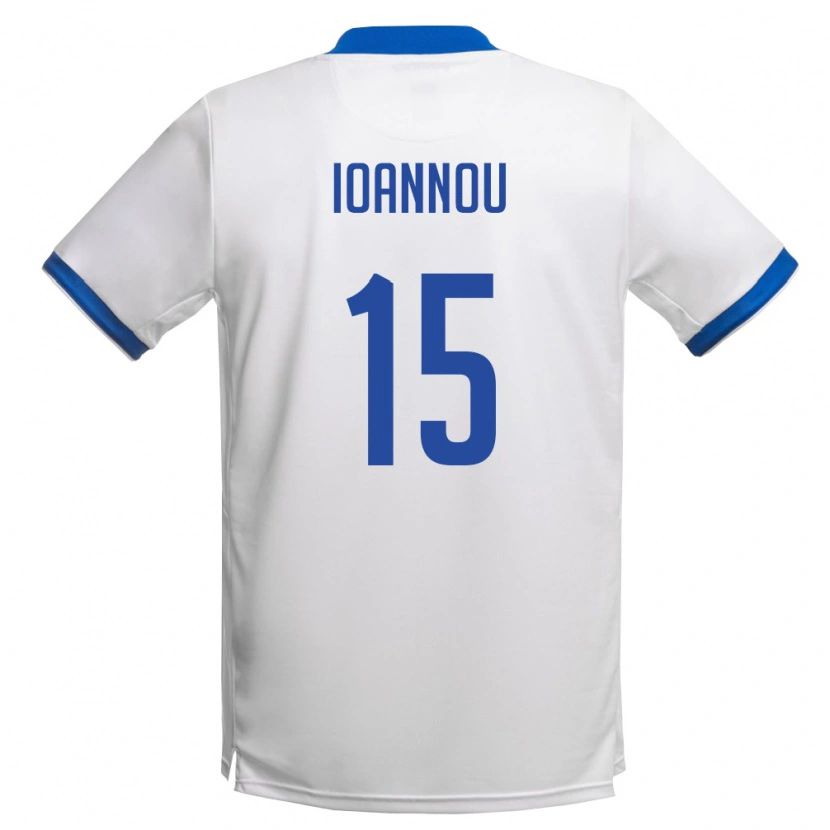 Danxen Niño Camiseta Chipre Petros Ioannou #15 Blanco Azul Real 2ª Equipación 26-28 La Camisa México