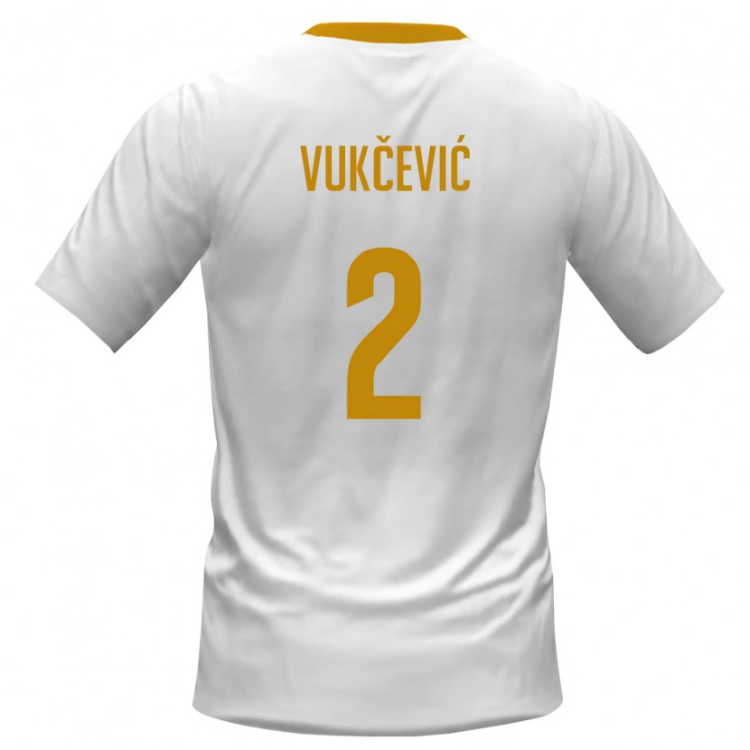 Danxen Niño Camiseta Montenegro Andrija Vukcevic #2 Blanco Rojo Amarillo 2ª Equipación 26-28 La Camisa México