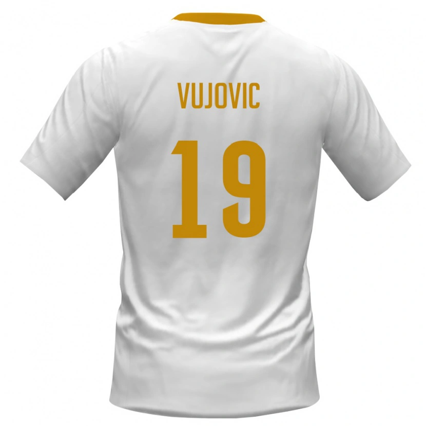 Danxen Niño Camiseta Montenegro Petar Vujovic #19 Blanco Rojo Amarillo 2ª Equipación 26-28 La Camisa México
