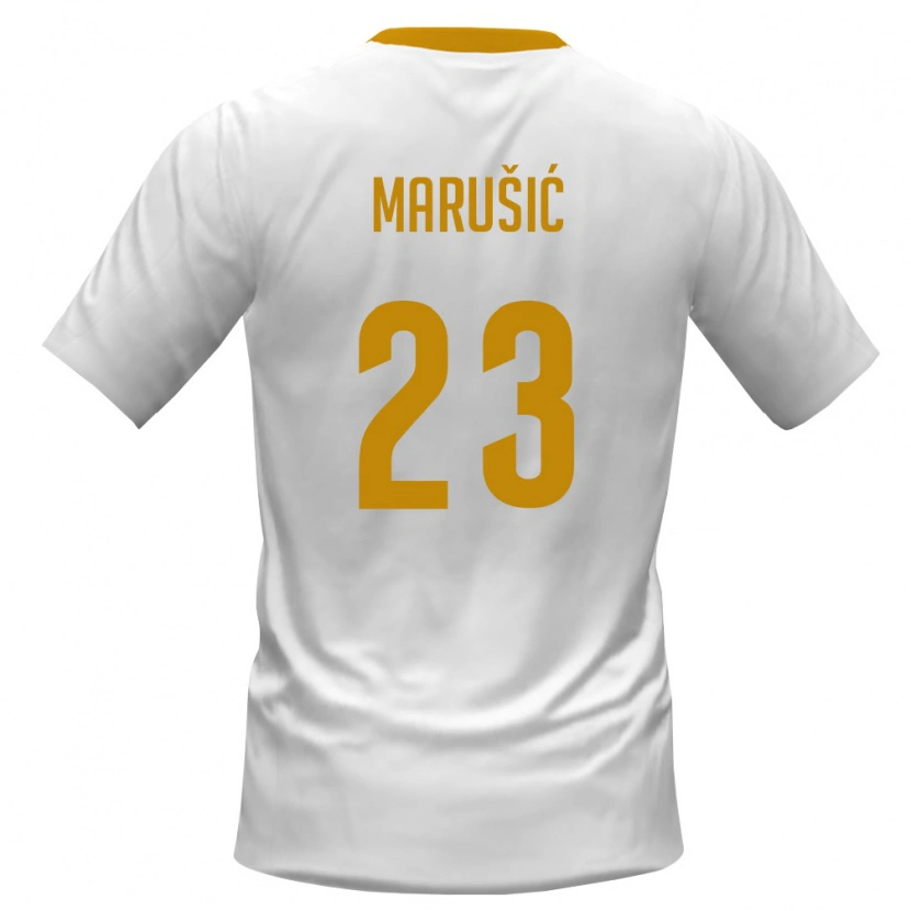 Danxen Niño Camiseta Montenegro Adam Marusic #23 Blanco Rojo Amarillo 2ª Equipación 26-28 La Camisa México