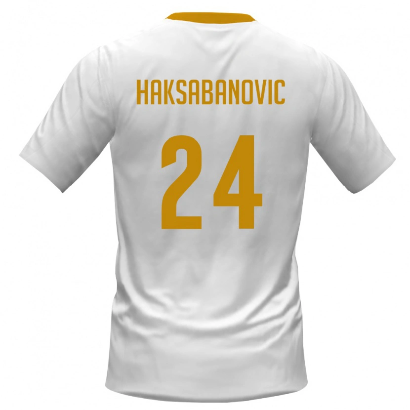 Danxen Niño Camiseta Montenegro Sead Haksabanovic #24 Blanco Rojo Amarillo 2ª Equipación 26-28 La Camisa México