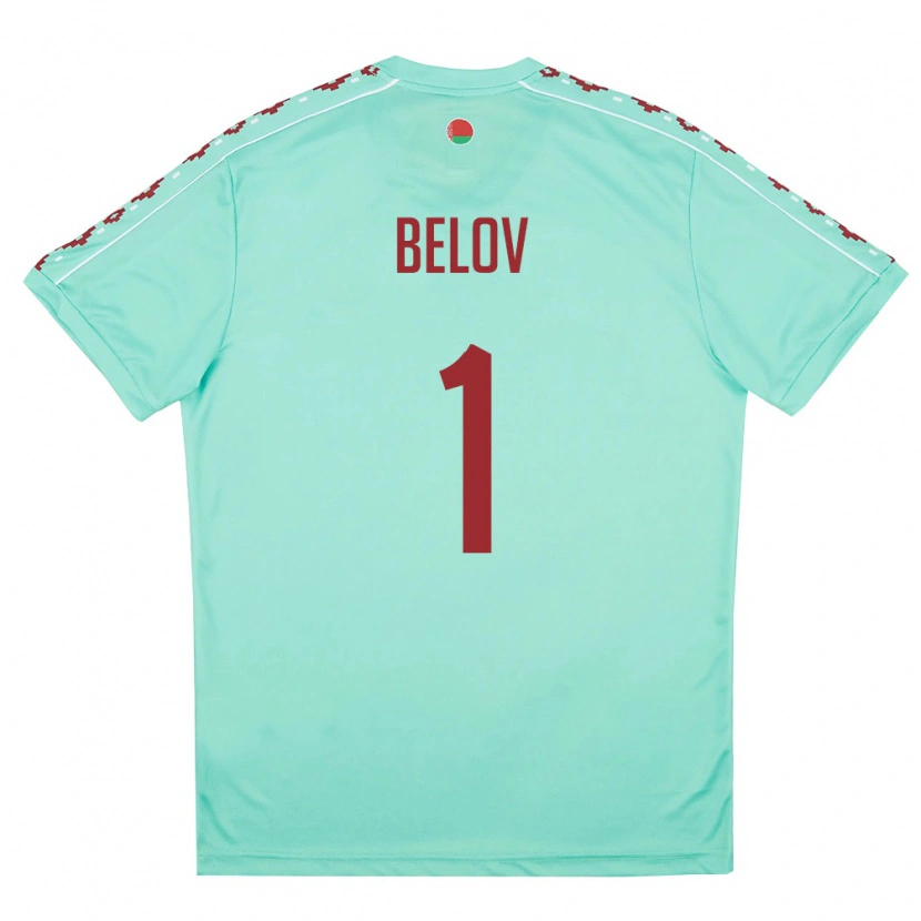 Danxen Niño Camiseta Bielorrusia Maksim Belov #1 Verde Claro Borgoña 2ª Equipación 26-28 La Camisa México