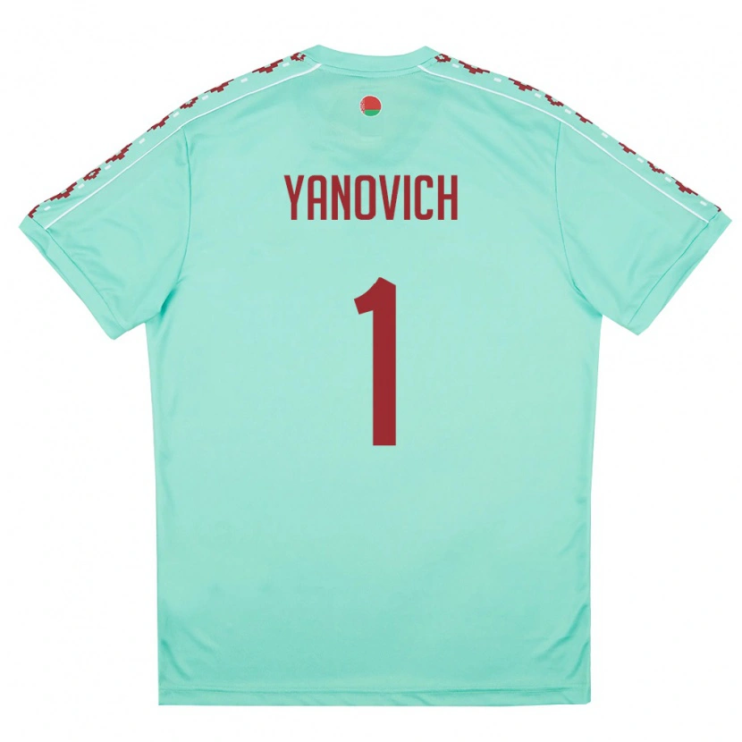 Danxen Niño Camiseta Bielorrusia Daniil Yanovich #1 Verde Claro Borgoña 2ª Equipación 26-28 La Camisa México