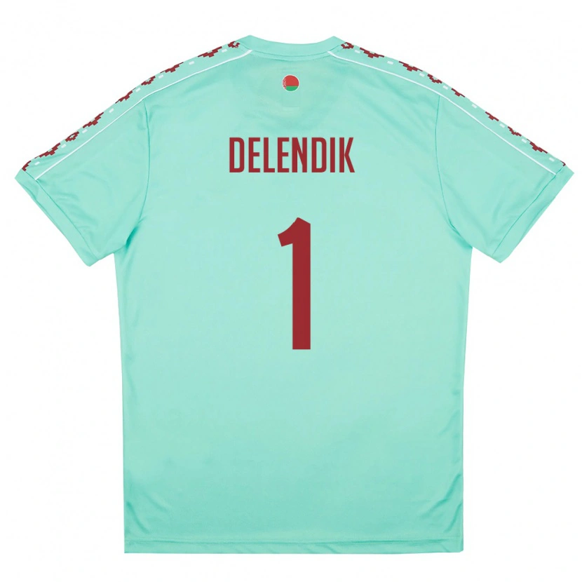 Danxen Niño Camiseta Bielorrusia Matvey Delendik #1 Verde Claro Borgoña 2ª Equipación 26-28 La Camisa México