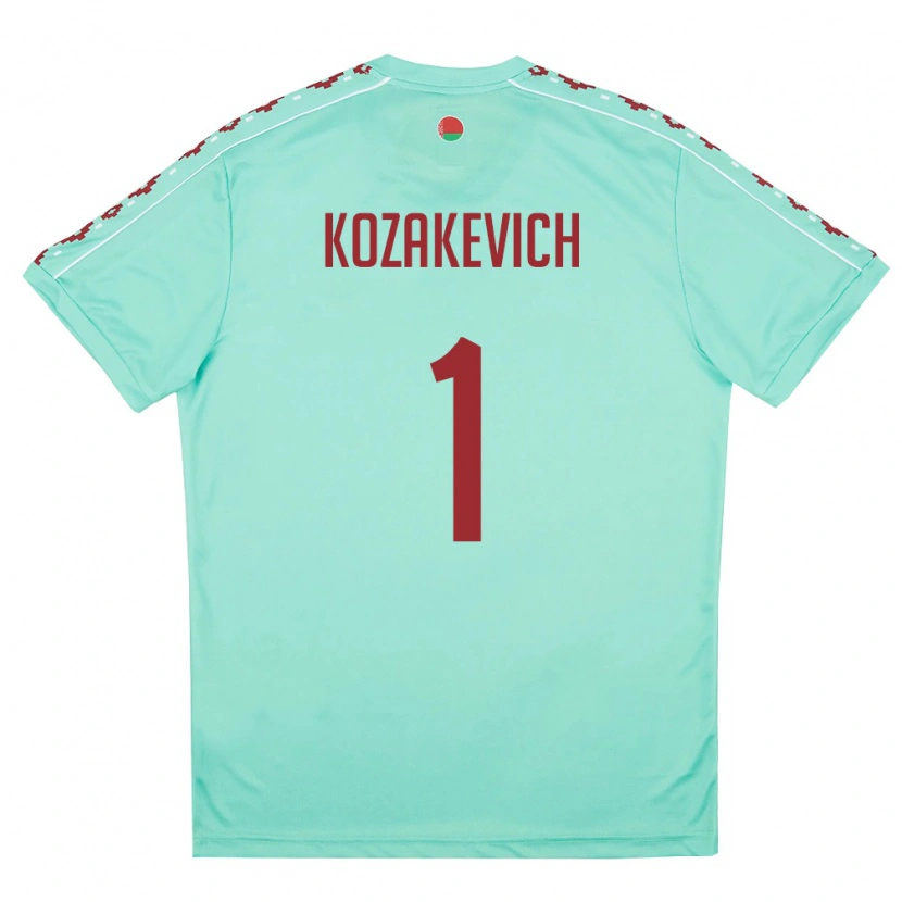 Danxen Niño Camiseta Bielorrusia Mikhail Kozakevich #1 Verde Claro Borgoña 2ª Equipación 26-28 La Camisa México