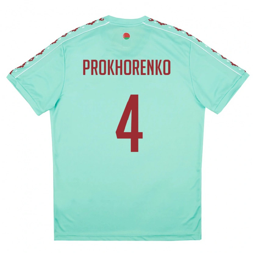Danxen Niño Camiseta Bielorrusia Aleksandr Prokhorenko #4 Verde Claro Borgoña 2ª Equipación 26-28 La Camisa México