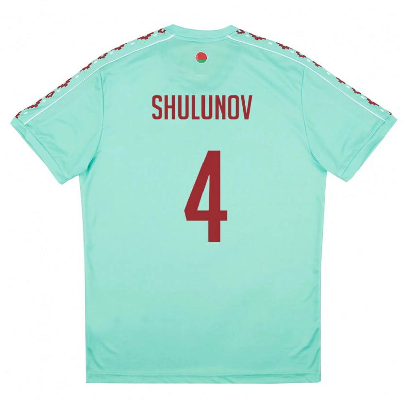 Danxen Niño Camiseta Bielorrusia Artem Shulunov #4 Verde Claro Borgoña 2ª Equipación 26-28 La Camisa México