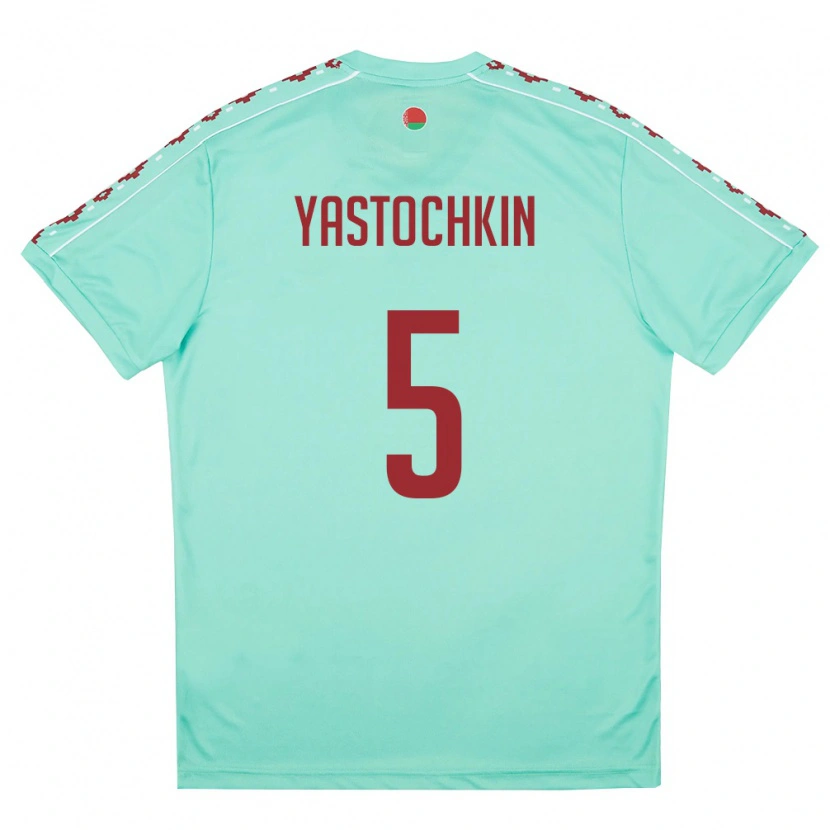Danxen Niño Camiseta Bielorrusia Anatoliy Yastochkin #5 Verde Claro Borgoña 2ª Equipación 26-28 La Camisa México