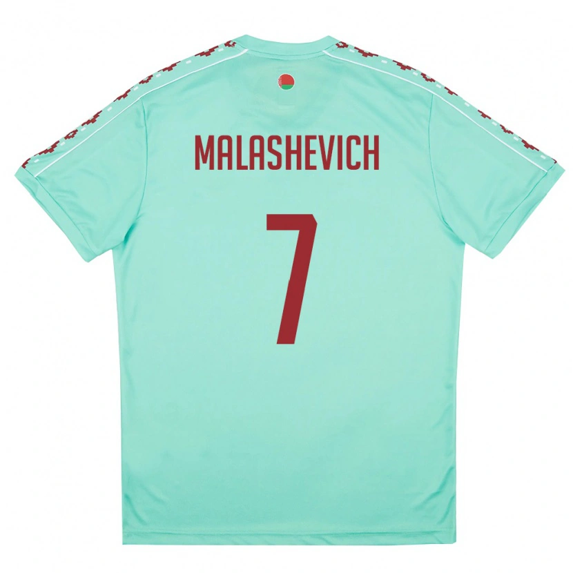 Danxen Niño Camiseta Bielorrusia Evgeniy Malashevich #7 Verde Claro Borgoña 2ª Equipación 26-28 La Camisa México