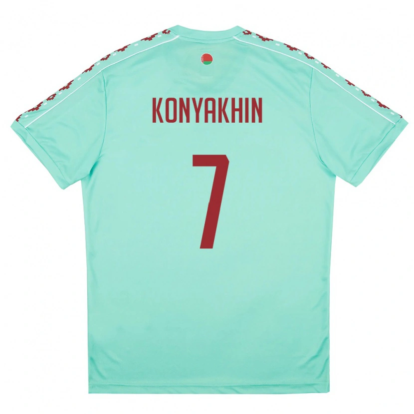 Danxen Niño Camiseta Bielorrusia Artem Konyakhin #7 Verde Claro Borgoña 2ª Equipación 26-28 La Camisa México