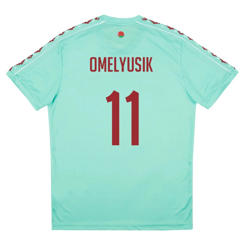 Danxen Niño Camiseta Bielorrusia Ivan Omelyusik #11 Verde Claro Borgoña 2ª Equipación 26-28 La Camisa México