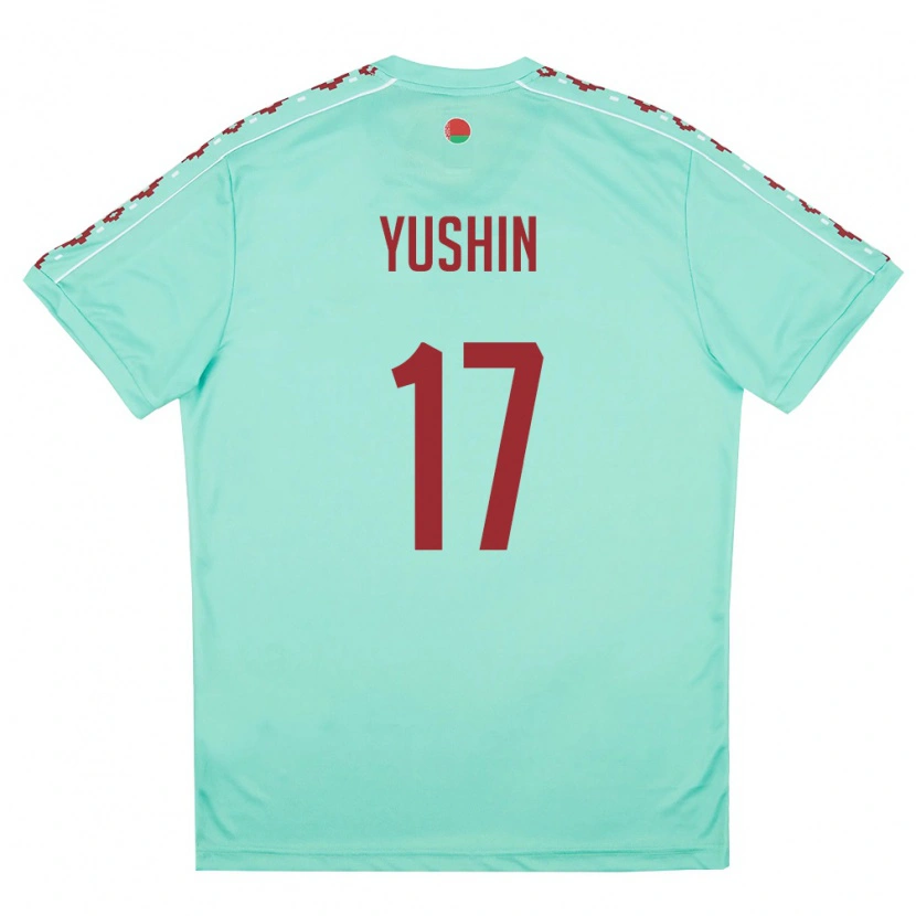 Danxen Niño Camiseta Bielorrusia Lavr Yushin #17 Verde Claro Borgoña 2ª Equipación 26-28 La Camisa México