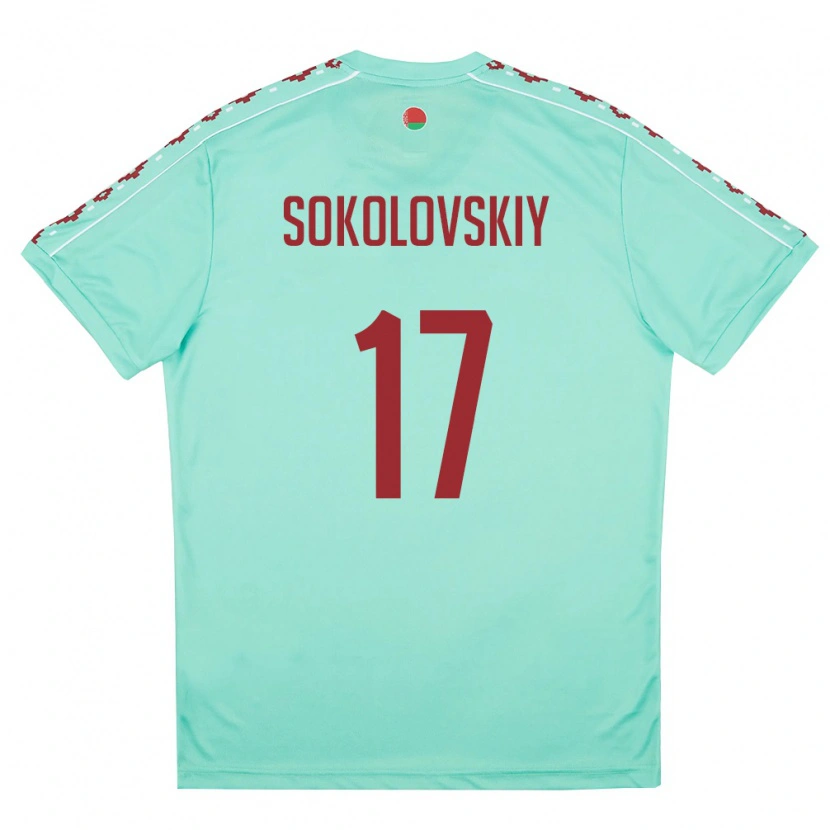 Danxen Niño Camiseta Bielorrusia Artem Sokolovskiy #17 Verde Claro Borgoña 2ª Equipación 26-28 La Camisa México