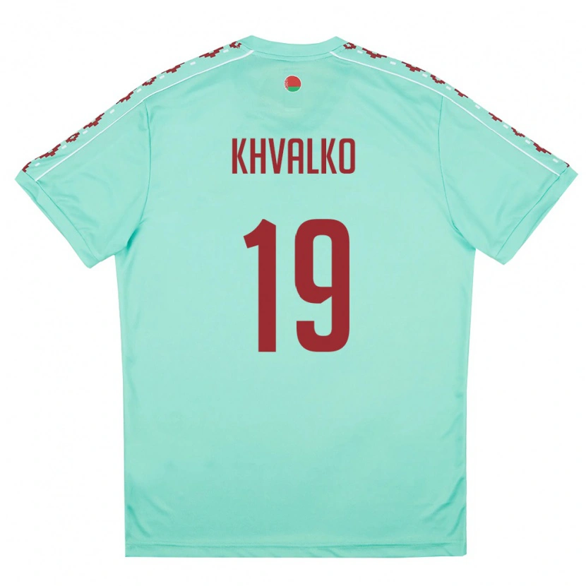 Danxen Niño Camiseta Bielorrusia Egor Khvalko #19 Verde Claro Borgoña 2ª Equipación 26-28 La Camisa México