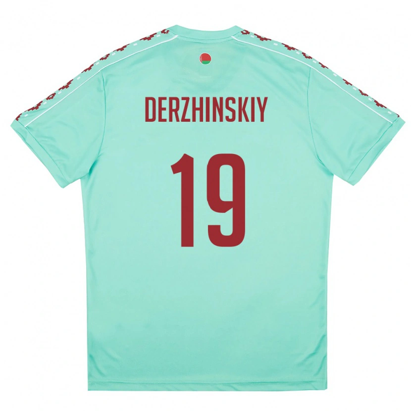 Danxen Niño Camiseta Bielorrusia Aleksandr Derzhinskiy #19 Verde Claro Borgoña 2ª Equipación 26-28 La Camisa México