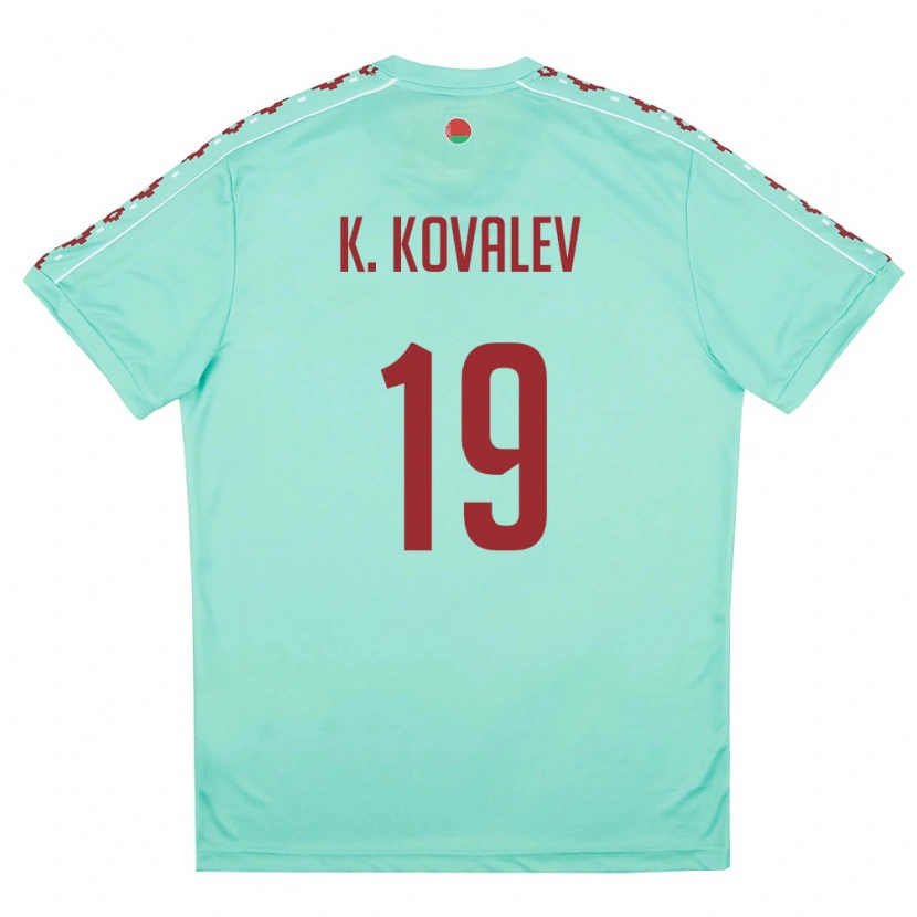 Danxen Niño Camiseta Bielorrusia Kirill Kovalev #19 Verde Claro Borgoña 2ª Equipación 26-28 La Camisa México
