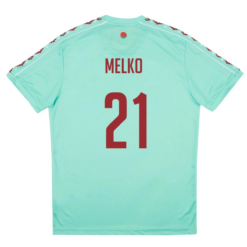 Danxen Niño Camiseta Bielorrusia Vladislav Melko #21 Verde Claro Borgoña 2ª Equipación 26-28 La Camisa México