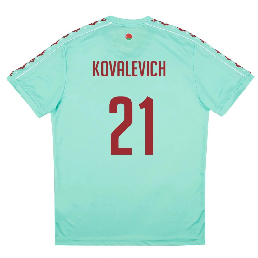 Danxen Niño Camiseta Bielorrusia Timofey Kovalevich #21 Verde Claro Borgoña 2ª Equipación 26-28 La Camisa México