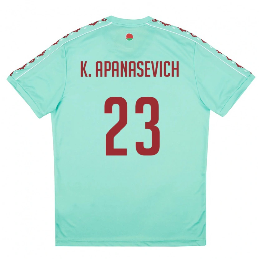 Danxen Niño Camiseta Bielorrusia Kirill Apanasevich #23 Verde Claro Borgoña 2ª Equipación 26-28 La Camisa México