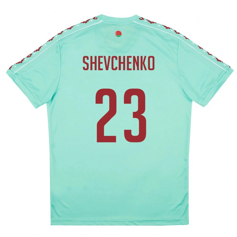 Danxen Niño Camiseta Bielorrusia Gleb Shevchenko #23 Verde Claro Borgoña 2ª Equipación 26-28 La Camisa México