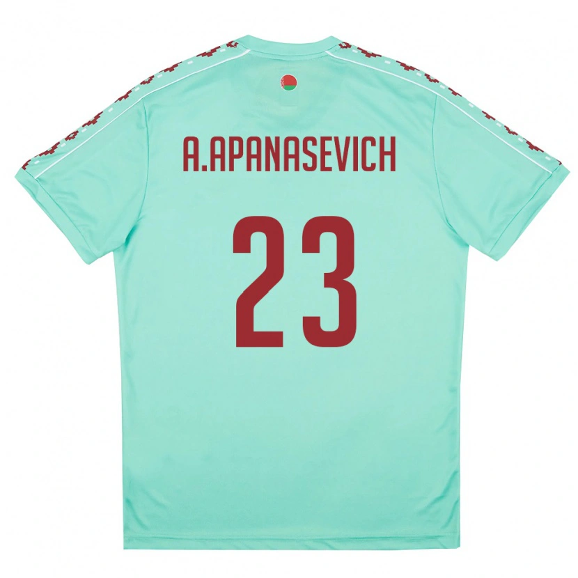 Danxen Niño Camiseta Bielorrusia Aleksey Apanasevich #23 Verde Claro Borgoña 2ª Equipación 26-28 La Camisa México