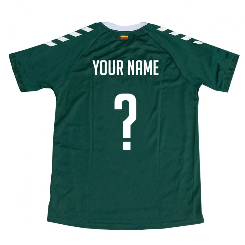 Danxen Niño Camiseta Lituania Su Nombre #0 Verde Oscuro Blanco 2ª Equipación 26-28 La Camisa México