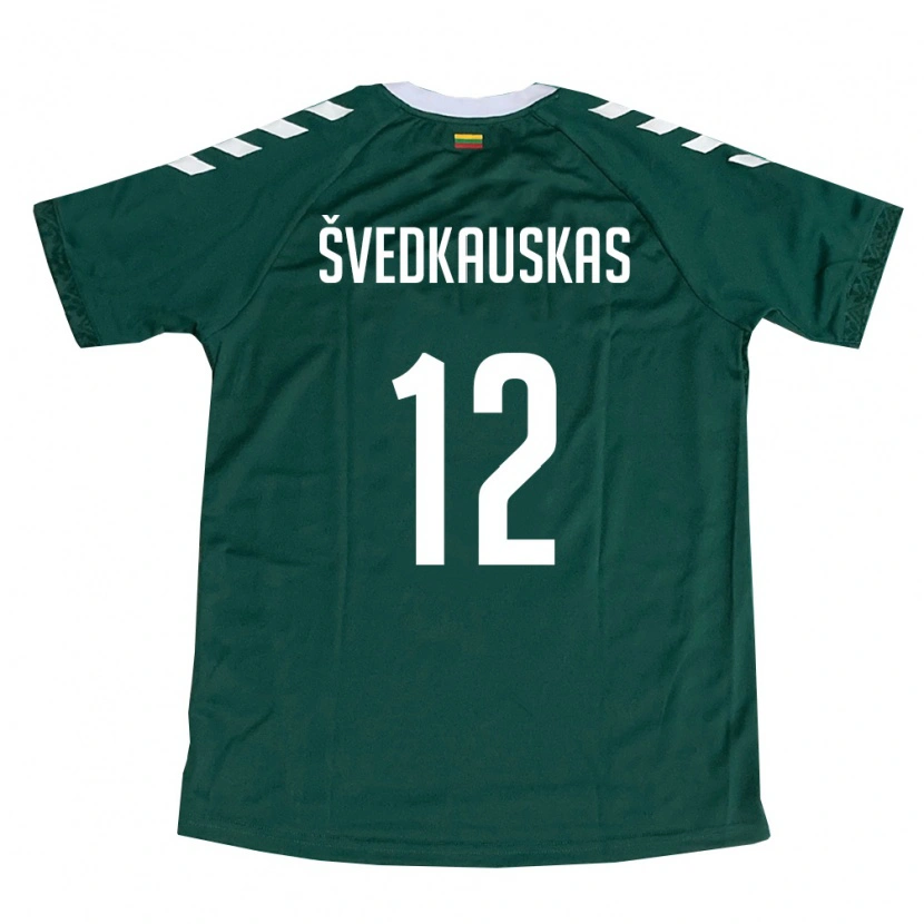 Danxen Niño Camiseta Lituania Tomas Švedkauskas #12 Verde Oscuro Blanco 2ª Equipación 26-28 La Camisa México