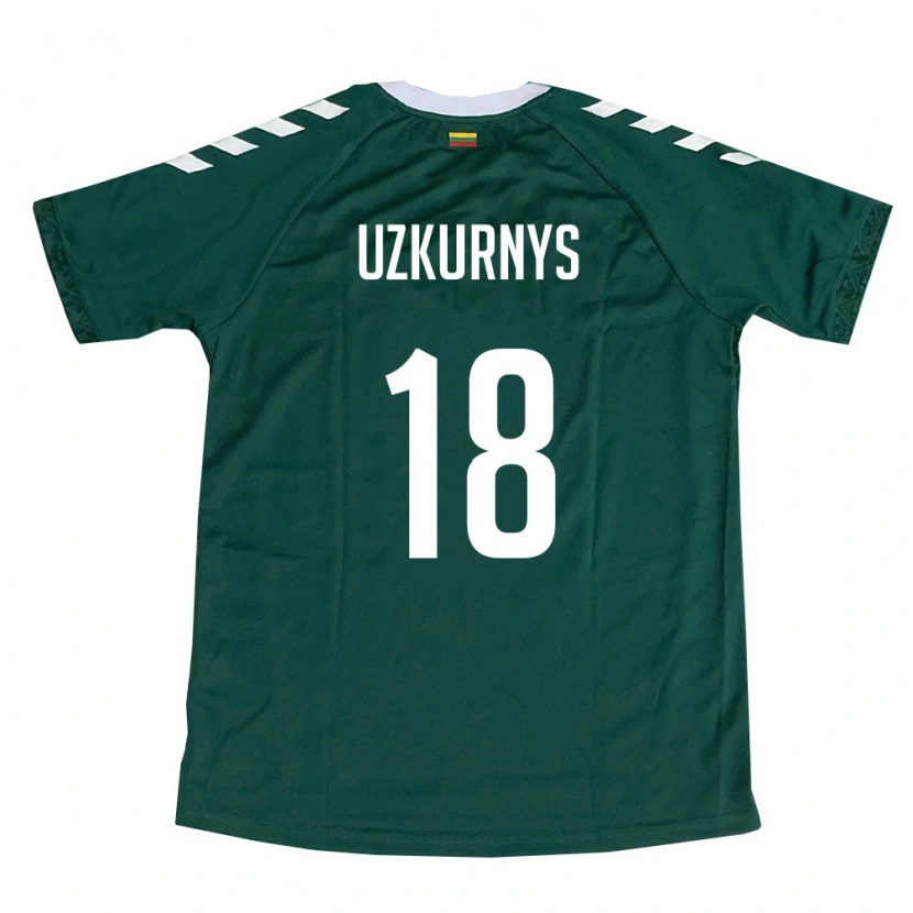 Danxen Niño Camiseta Lituania Adomas Užkurnys #18 Verde Oscuro Blanco 2ª Equipación 26-28 La Camisa México