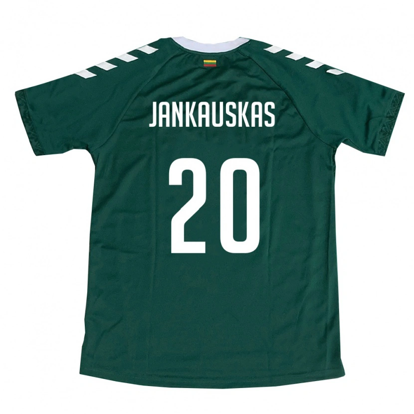 Danxen Niño Camiseta Lituania Eligijus Jankauskas #20 Verde Oscuro Blanco 2ª Equipación 26-28 La Camisa México