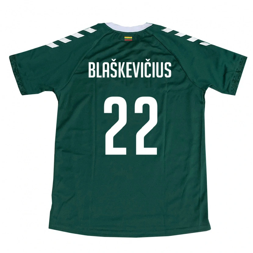 Danxen Niño Camiseta Lituania Nedas Blaškevičius #22 Verde Oscuro Blanco 2ª Equipación 26-28 La Camisa México