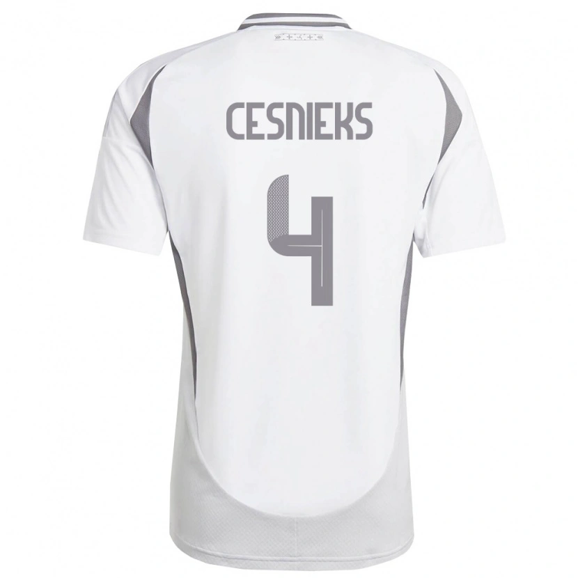 Danxen Niño Camiseta Letonia Kevins Cesnieks #4 Blanco Gris Oscuro 2ª Equipación 26-28 La Camisa México