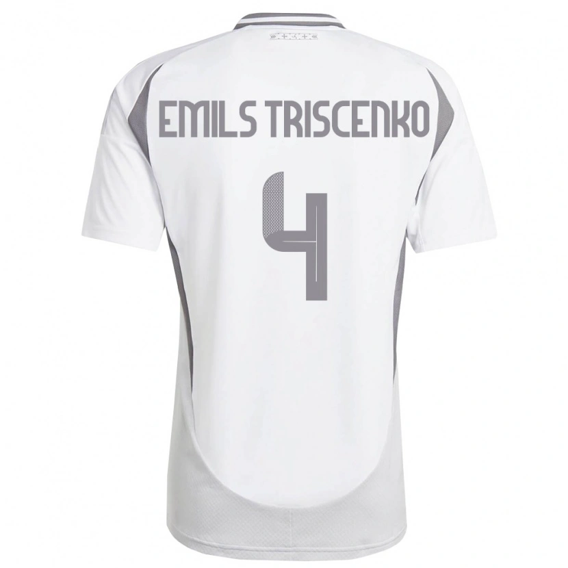 Danxen Niño Camiseta Letonia Valters Emils Triscenko #4 Blanco Gris Oscuro 2ª Equipación 26-28 La Camisa México