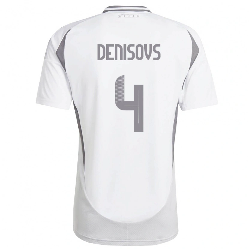 Danxen Niño Camiseta Letonia Deniss Denisovs #4 Blanco Gris Oscuro 2ª Equipación 26-28 La Camisa México