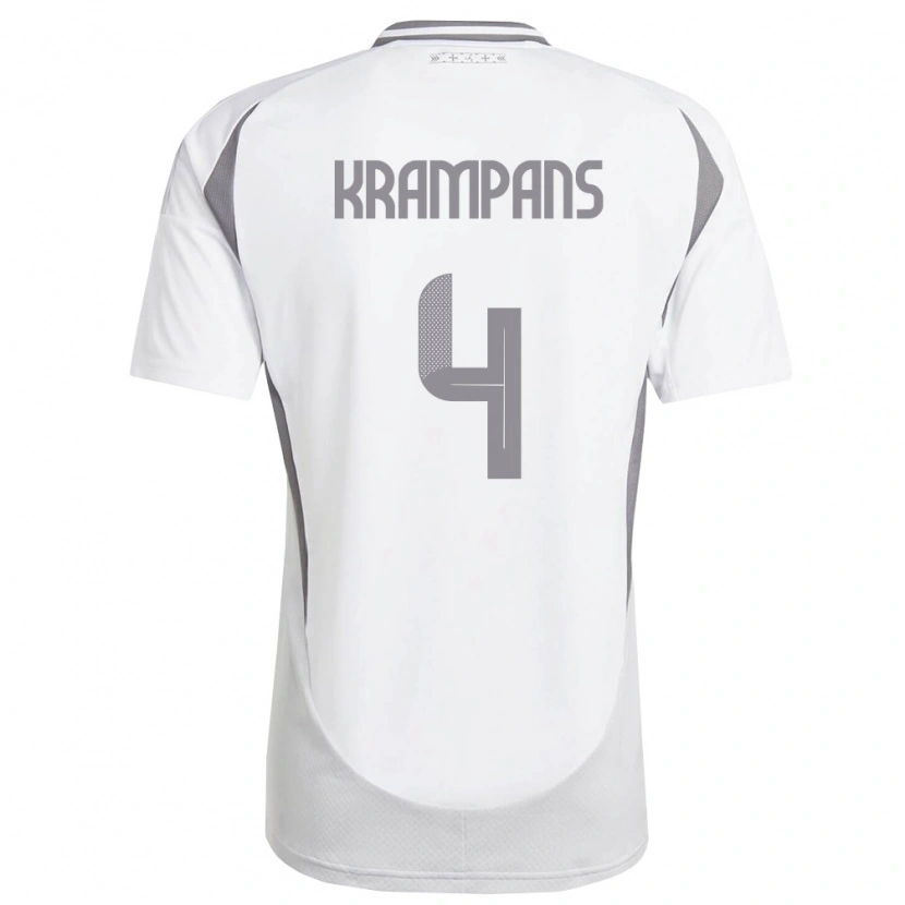 Danxen Niño Camiseta Letonia Oskars Krampans #4 Blanco Gris Oscuro 2ª Equipación 26-28 La Camisa México