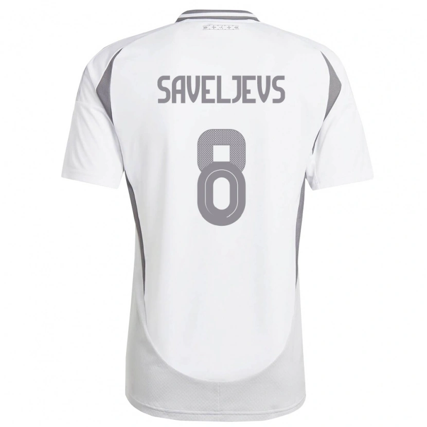 Danxen Niño Camiseta Letonia Alims Saveljevs #8 Blanco Gris Oscuro 2ª Equipación 26-28 La Camisa México