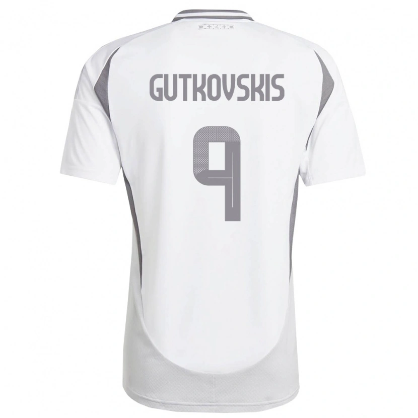 Danxen Niño Camiseta Letonia Vladislavs Gutkovskis #9 Blanco Gris Oscuro 2ª Equipación 26-28 La Camisa México