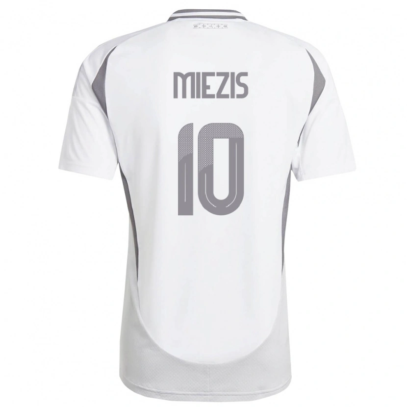 Danxen Niño Camiseta Letonia Karlis Miezis #10 Blanco Gris Oscuro 2ª Equipación 26-28 La Camisa México