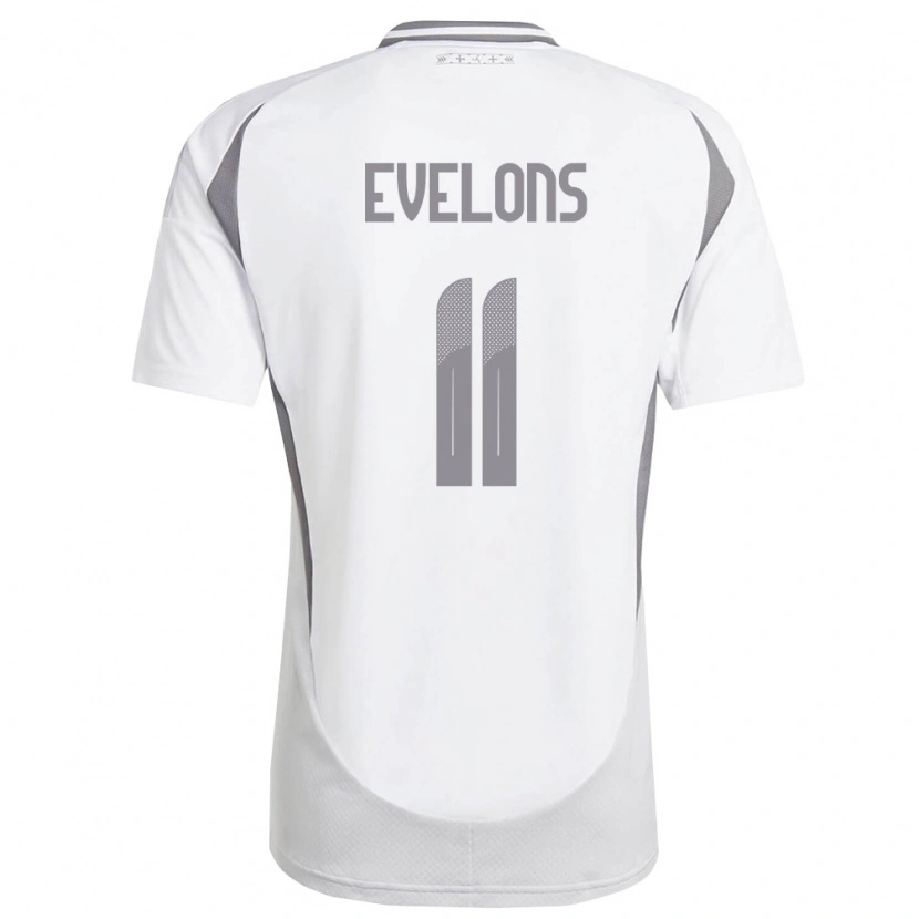 Danxen Niño Camiseta Letonia Emils Evelons #11 Blanco Gris Oscuro 2ª Equipación 26-28 La Camisa México