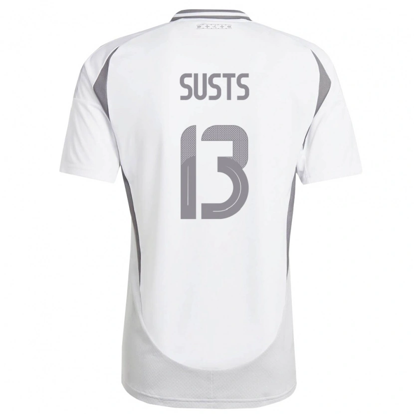 Danxen Niño Camiseta Letonia Marcis Susts #13 Blanco Gris Oscuro 2ª Equipación 26-28 La Camisa México