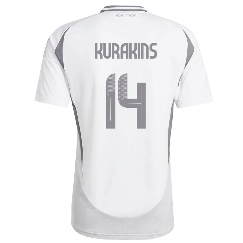 Danxen Niño Camiseta Letonia Adrians Kurakins #14 Blanco Gris Oscuro 2ª Equipación 26-28 La Camisa México