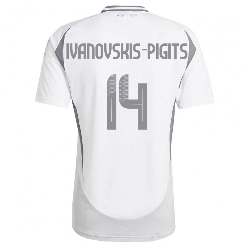 Danxen Niño Camiseta Letonia Ernests Ivanovskis-Pigits #14 Blanco Gris Oscuro 2ª Equipación 26-28 La Camisa México