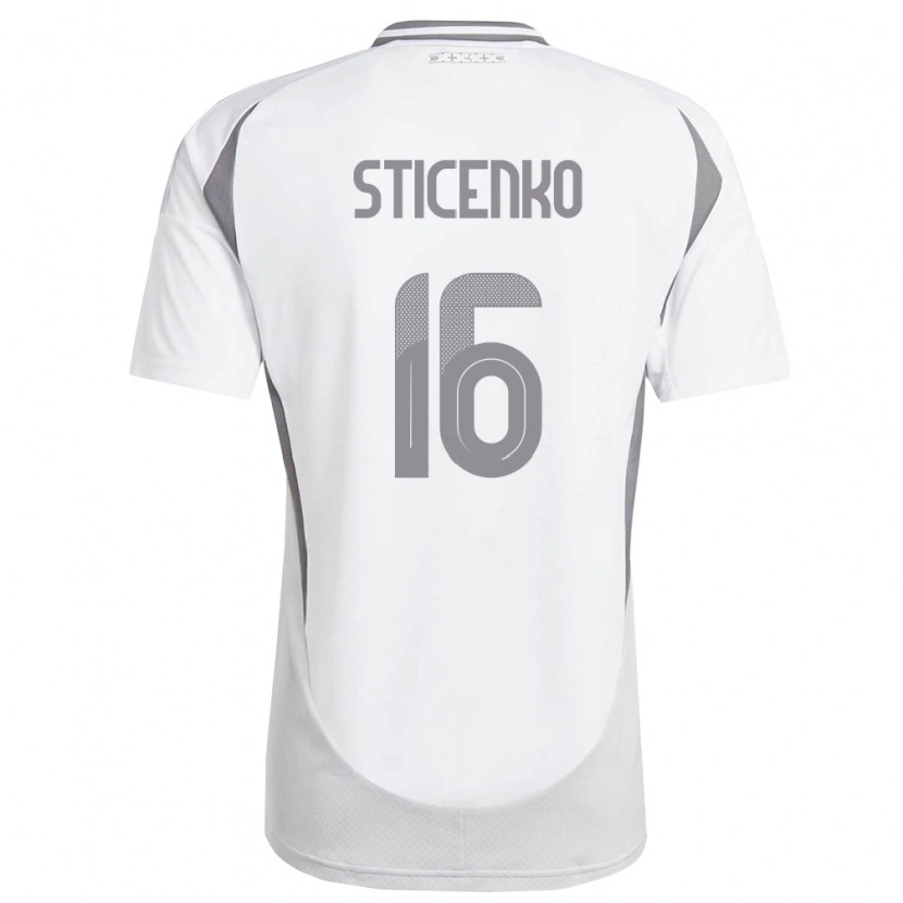 Danxen Niño Camiseta Letonia Rafaels Sticenko #16 Blanco Gris Oscuro 2ª Equipación 26-28 La Camisa México